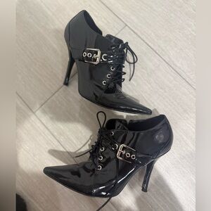 Guess Shiny Black Lace-Up Heels